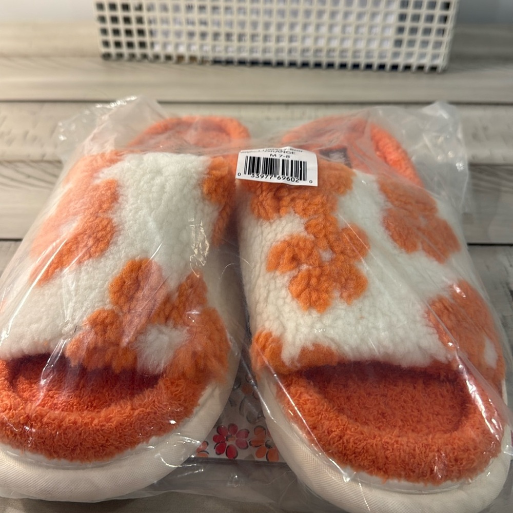 Muk Luks Orange Floral Print slippers